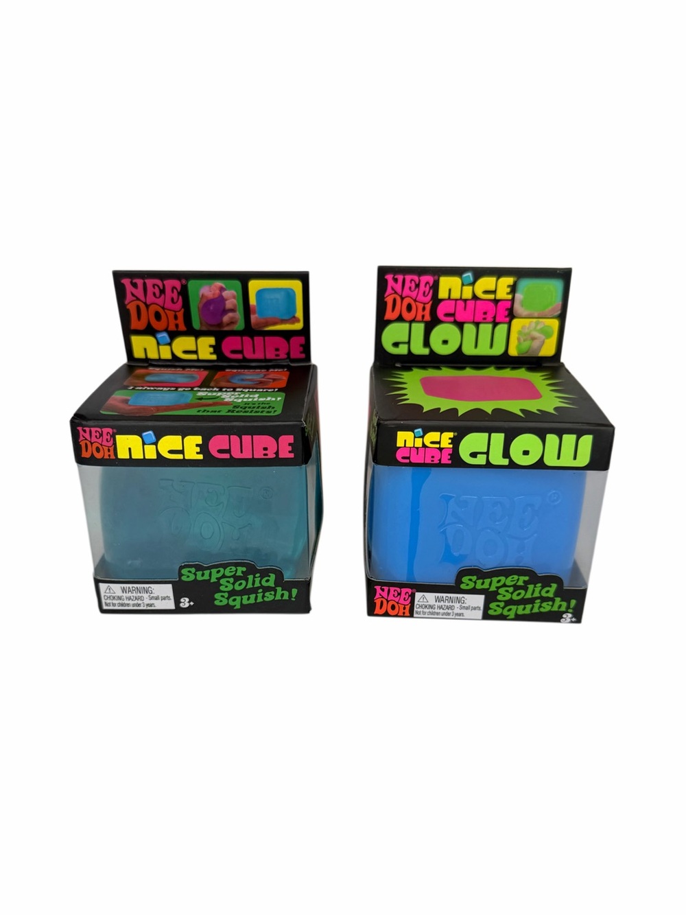 NeeDoh Nice Cube Glow Blue Super Solid Squish Toy